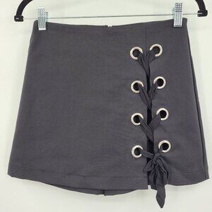 DO+BE High Waist Grommet Lace Up Black Skort